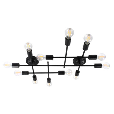 Alternative view of LEDTM® PIPING 00667-1 Vintage Φωτιστικό Οροφής με Ντουί 12 x E27 AC 220-240V IP20 - Μαύρο - Μ78.5 x Π9.5 x Υ64cm
