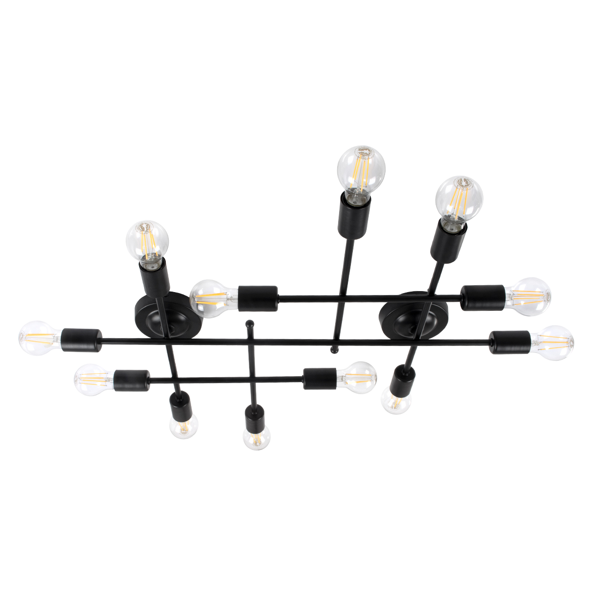 LEDTM® PIPING 00667-1 Vintage Φωτιστικό Οροφής με Ντουί 12 x E27 AC 220-240V IP20 - Μαύρο - Μ78.5 x Π9.5 x Υ64cm - Image 2