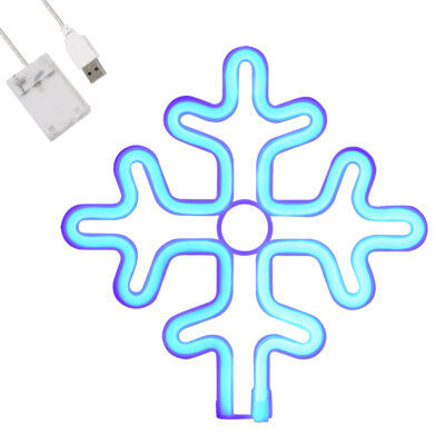 Alternative view of LEDTM® 78580 Φωτιστικό Ταμπέλα Φωτεινή Επιγραφή NEON LED Σήμανσης SNOWFLAKE 5W με Καλώδιο Τροφοδοσίας USB - Μπαταρίας 3xAAA (Δεν Περιλαμβάνονται) - Γαλάζιο