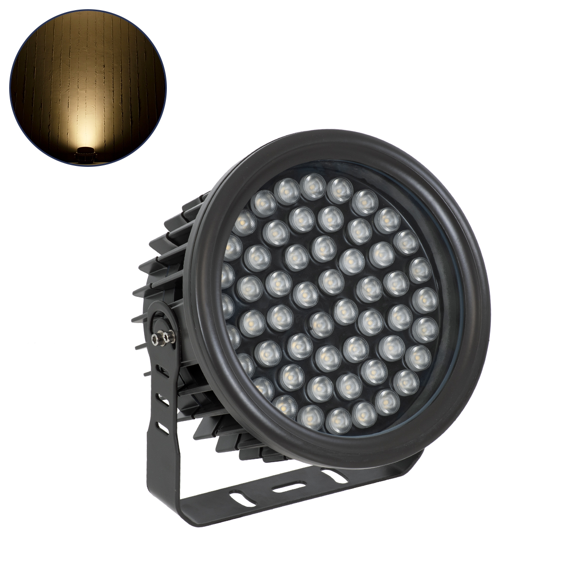 LEDTM® FLOODNEVA 90398 Προβολέας Σποτ Wall Washer LED 54W 4860lm 30° DC 24V Αδιάβροχο IP65 Θερμό Λευκό 2700K Dimmable - Bridgelux SMD Chip - Μαύρο - Μ24.5 x Π24.5 x Υ14.7cm - 3 Χρόνια Εγγύηση - Image 2