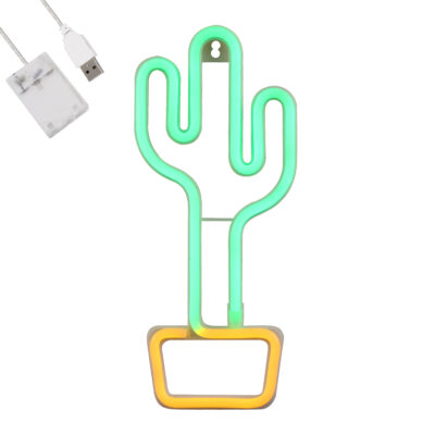 Alternative view of LEDTM® 78574 Φωτιστικό Ταμπέλα Φωτεινή Επιγραφή NEON LED Σήμανσης CACTUS 5W με Καλώδιο Τροφοδοσίας USB - Μπαταρίας 3xAAA (Δεν Περιλαμβάνονται) - Πράσινο - Κίτρινο