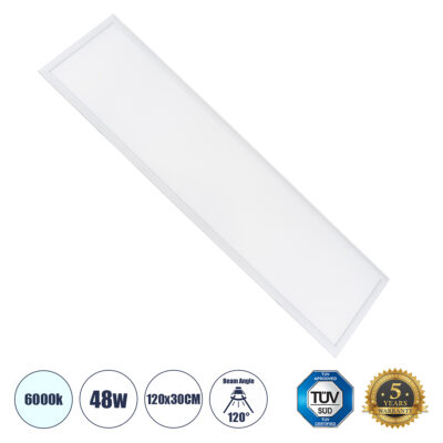 Alternative view of LEDTM® PANELETI 60212 Χωνευτό Panel Οροφής 120x30 LED 48W 4800lm 120° UGR<19 AC 220-240V IP20 Ψυχρό Λευκό 6000K - Lumileds SMD Chip & TÜV SÜD Driver - Λευκό Γαλακτερό - Μ120 x Π30 x Υ1.5cm / Q116 x 26cm - 5 Χρόνια Εγγύηση