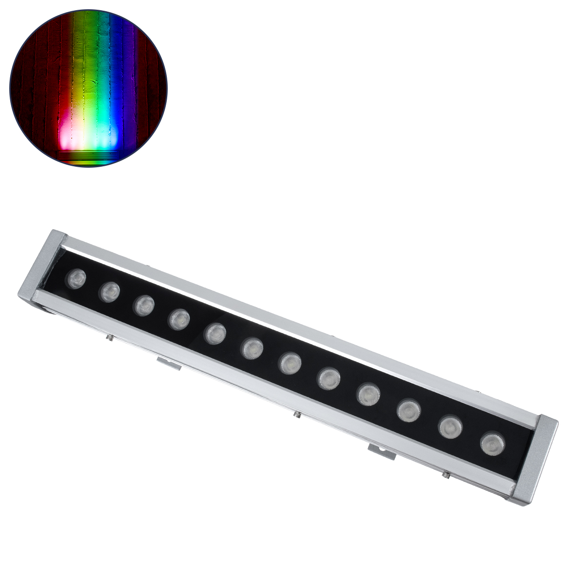 LEDTM® WASHER-DAIA S-90997 Μπάρα Φωτισμού Wall Washer LED 96W 10080lm 30° AC 230V Αδιάβροχο IP65 Μ52 x Π7.5 x Υ7cm Πολύχρωμο 4in1 RGBW DMX512 Display on Body - Ασημί - Image 2