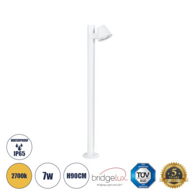 Alternative view of LEDTM® GARDENIA 60506 Φωτιστικό Κήπου - Κολωνάκι Αρχιτεκτονικού Φωτισμού Εξωτερικού Χώρου LED 7W 700lm 60° AC220-240V Αδιάβροχο IP65 - Σώμα Αλουμινίου & Tempered Glass - Μ12 x Π18 x Υ90cm - Θερμό Λευκό 2700K - Λευκό - Bridgelux Chip - 5 Years Warranty