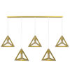 LEDTM® TRIANGLE 00610 Μοντέρνο Κρεμαστό Φωτιστικό Οροφής με Ντουί 5 x E27 AC 220-240V IP20 - Χρυσό - Μ170 x Π22 x Y130cm - Image 2