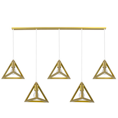 Alternative view of LEDTM® TRIANGLE 00610 Μοντέρνο Κρεμαστό Φωτιστικό Οροφής με Ντουί 5 x E27 AC 220-240V IP20 - Χρυσό - Μ170 x Π22 x Y130cm
