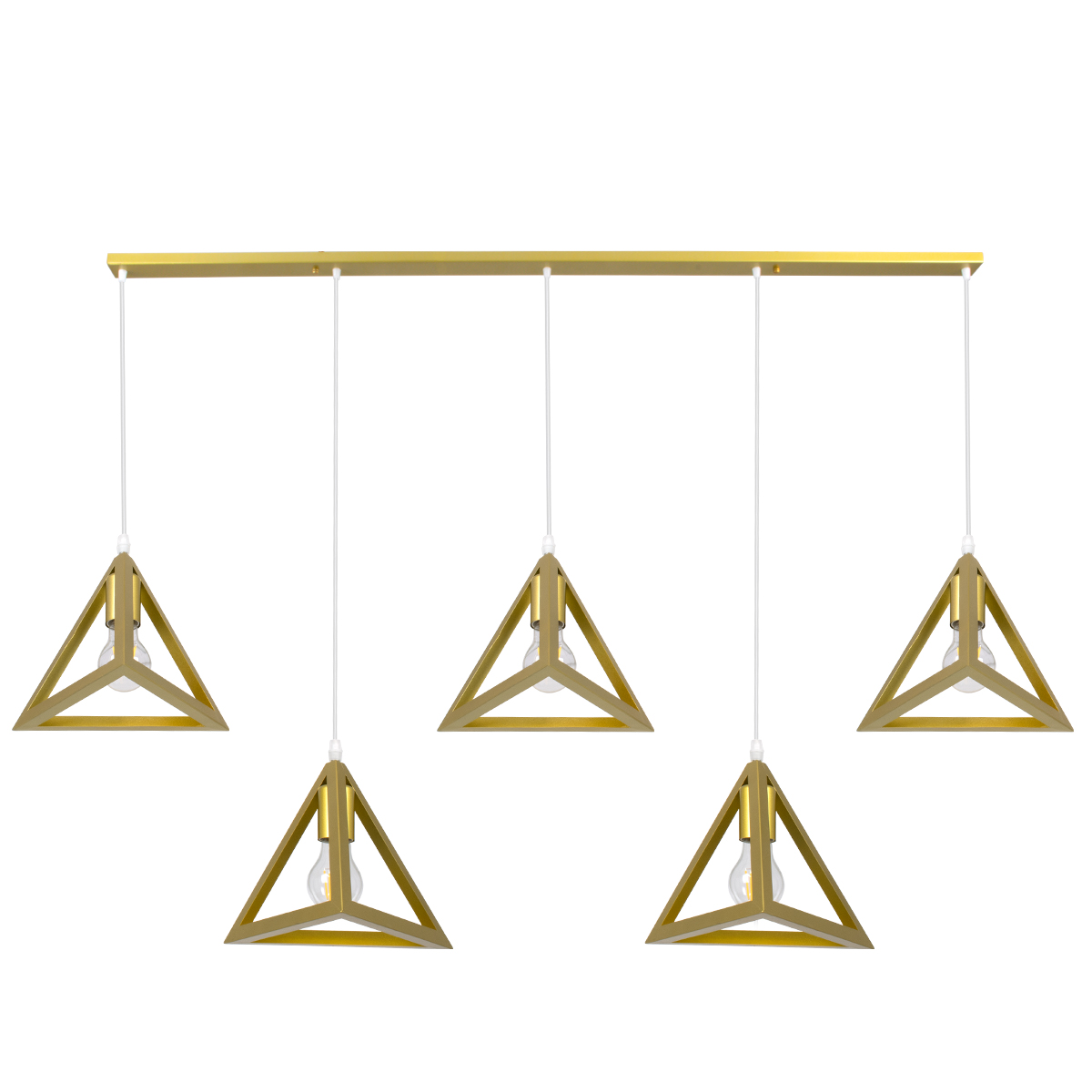 LEDTM® TRIANGLE 00610 Μοντέρνο Κρεμαστό Φωτιστικό Οροφής με Ντουί 5 x E27 AC 220-240V IP20 - Χρυσό - Μ170 x Π22 x Y130cm - Image 2