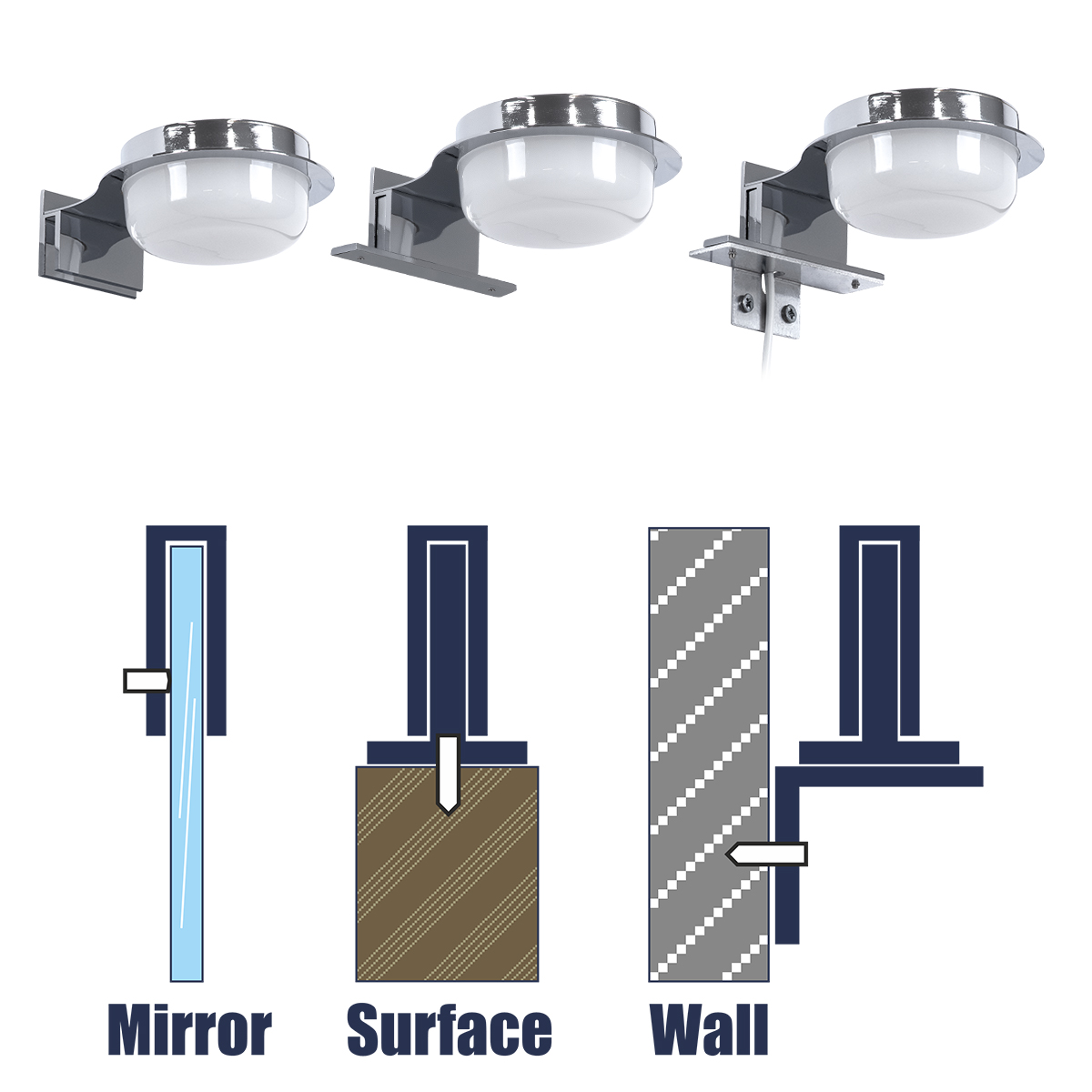 LEDTM® KIARA 60402 Μοντέρνο Φωτιστικό Τοίχου - Απλίκα Καθρέπτη Μπάνιου LED 5W 560lm 120° AC 220-240V IP44 Φυσικό Λευκό 4500K - Lumileds SMD Chip & TÜV SÜD Driver - Νίκελ Χρώμιο & Λευκό - Μ10 x Π13 x Υ3cm - 3 Χρόνια Εγγύηση - Image 10
