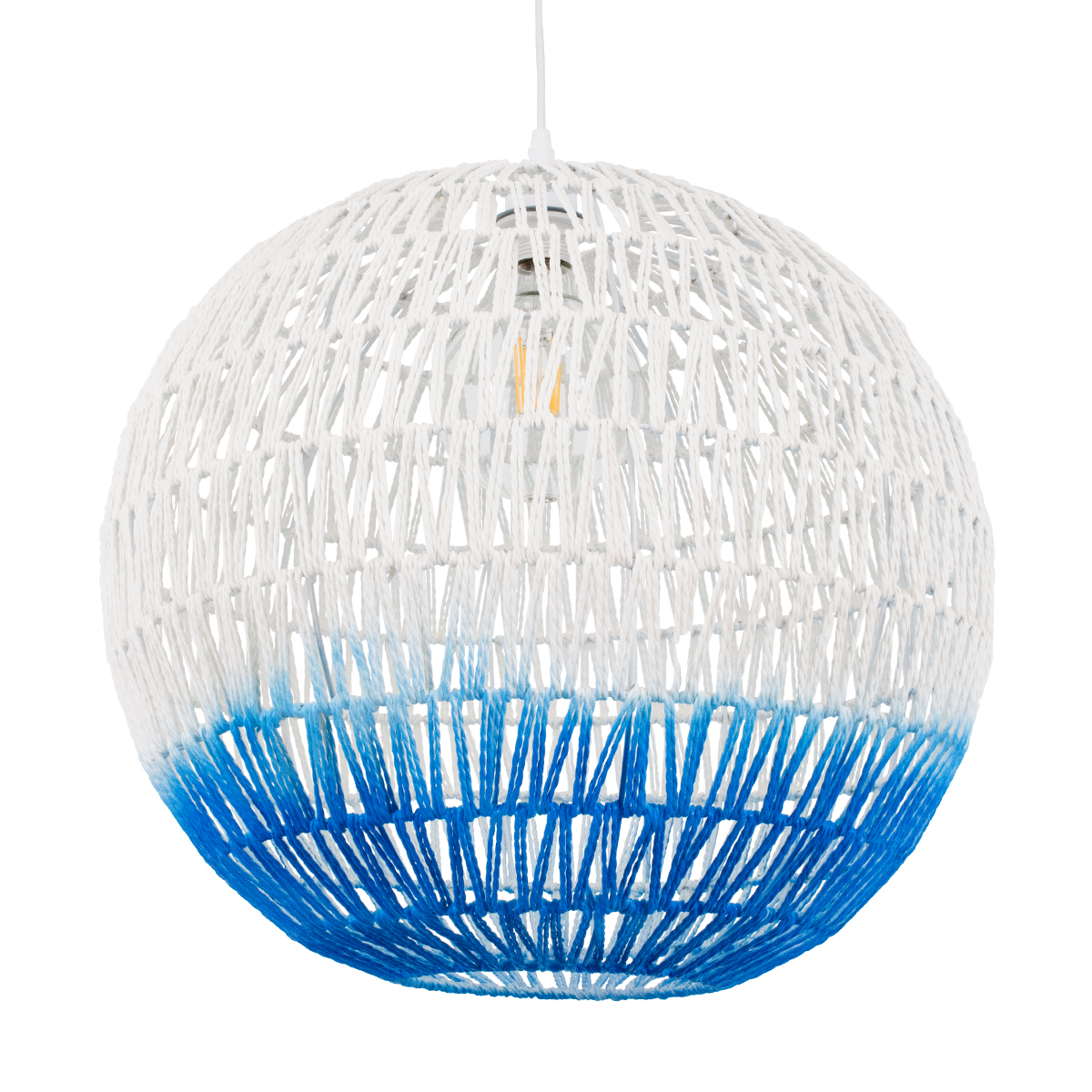 LEDTM® SANTOR 00729 Boho Κρεμαστό Φωτιστικό Οροφής με Ντουί 1 x E27 AC 220-240V IP20 - Λευκό & Μπλε - Μ50 x Π50 x Y50cm - Image 2