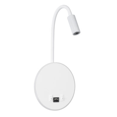 Alternative view of LEDTM® GOOSE 60881 Μοντέρνο Φωτιστικό Τοίχου - Απλίκα Ξενοδοχείου Reading Light με Φορτιστή USB 3A LED 6W 600lm 36° & 360° AC 220-240V IP20 Φυσικό Λευκό 4500K - CREE XPE & Lumileds SMD Chip & TÜV SÜD Driver - Λευκό Ματ - Μ15.5 x Π15 x Υ30.5cm - 3 Χρόνια Εγγύηση