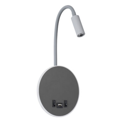 Alternative view of LEDTM® GOOSE 60882 Μοντέρνο Φωτιστικό Τοίχου - Απλίκα Ξενοδοχείου Reading Light με Φορτιστή USB 3A LED 6W 600lm 36° & 360° AC 220-240V IP20 Φυσικό Λευκό 4500K - CREE XPE & Lumileds SMD Chip & TÜV SÜD Driver - Γκρι Ανθρακί Ματ - Μ15.5 x Π15 x Υ30.5cm - 3 Χρόνια Εγγύηση