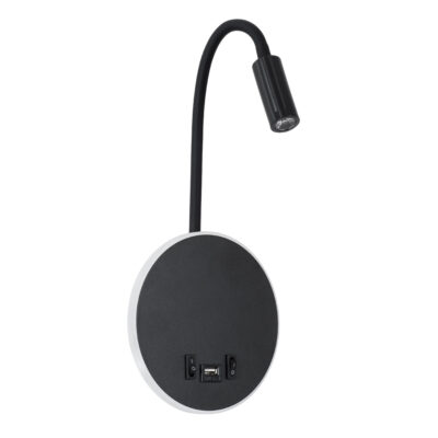 Alternative view of LEDTM® GOOSE 60883 Μοντέρνο Φωτιστικό Τοίχου - Απλίκα Ξενοδοχείου Reading Light με Φορτιστή USB 3A LED 6W 600lm 36° & 360° AC 220-240V IP20 Φυσικό Λευκό 4500K - CREE XPE & Lumileds SMD Chip & TÜV SÜD Driver - Μαύρο Ματ - Μ15.5 x Π15 x Υ30.5cm - 3 Χρόνια Εγγύηση