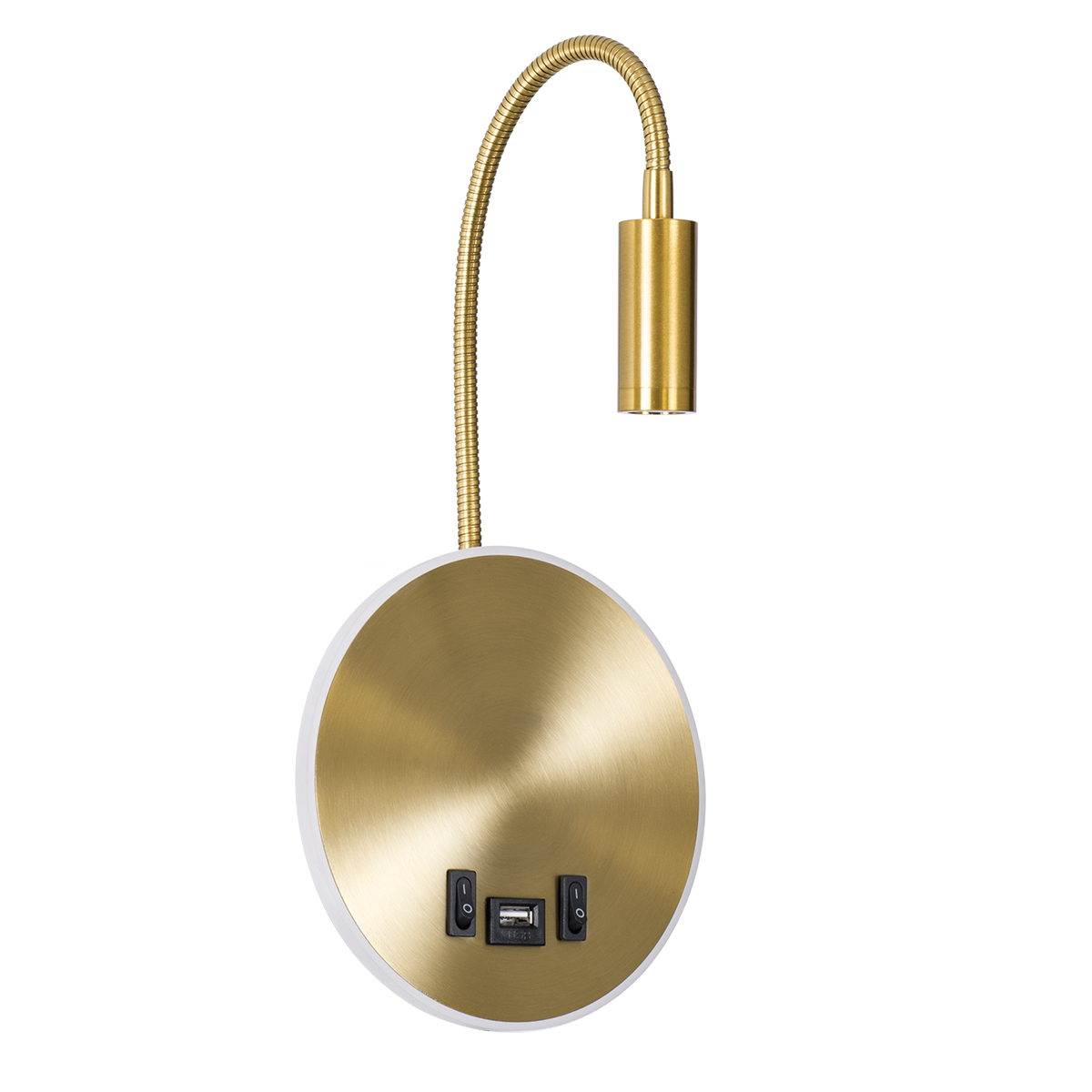 LEDTM® GOOSE 60885 Μοντέρνο Φωτιστικό Τοίχου - Απλίκα Ξενοδοχείου Reading Light με Φορτιστή USB 3A LED 6W 600lm 36° & 360° AC 220-240V IP20 Φυσικό Λευκό 4500K - CREE XPE & Lumileds SMD Chip & TÜV SÜD Driver - Χρυσό Πλατίνα - Μ15.5 x Π15 x Υ30.5cm - 3 Χρόνια Εγγύηση - Image 3