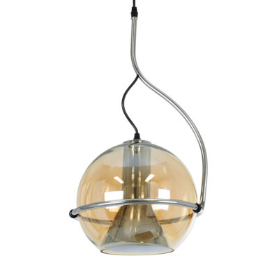 Alternative view of LEDTM® GLASSO 60927 Μοντέρνο Κρεμαστό Φωτιστικό Οροφής με Ντουί 1 x E27 AC 220-240V IP20 - Ασημί & Μελί - Μ27 x Π27 x Υ52cm