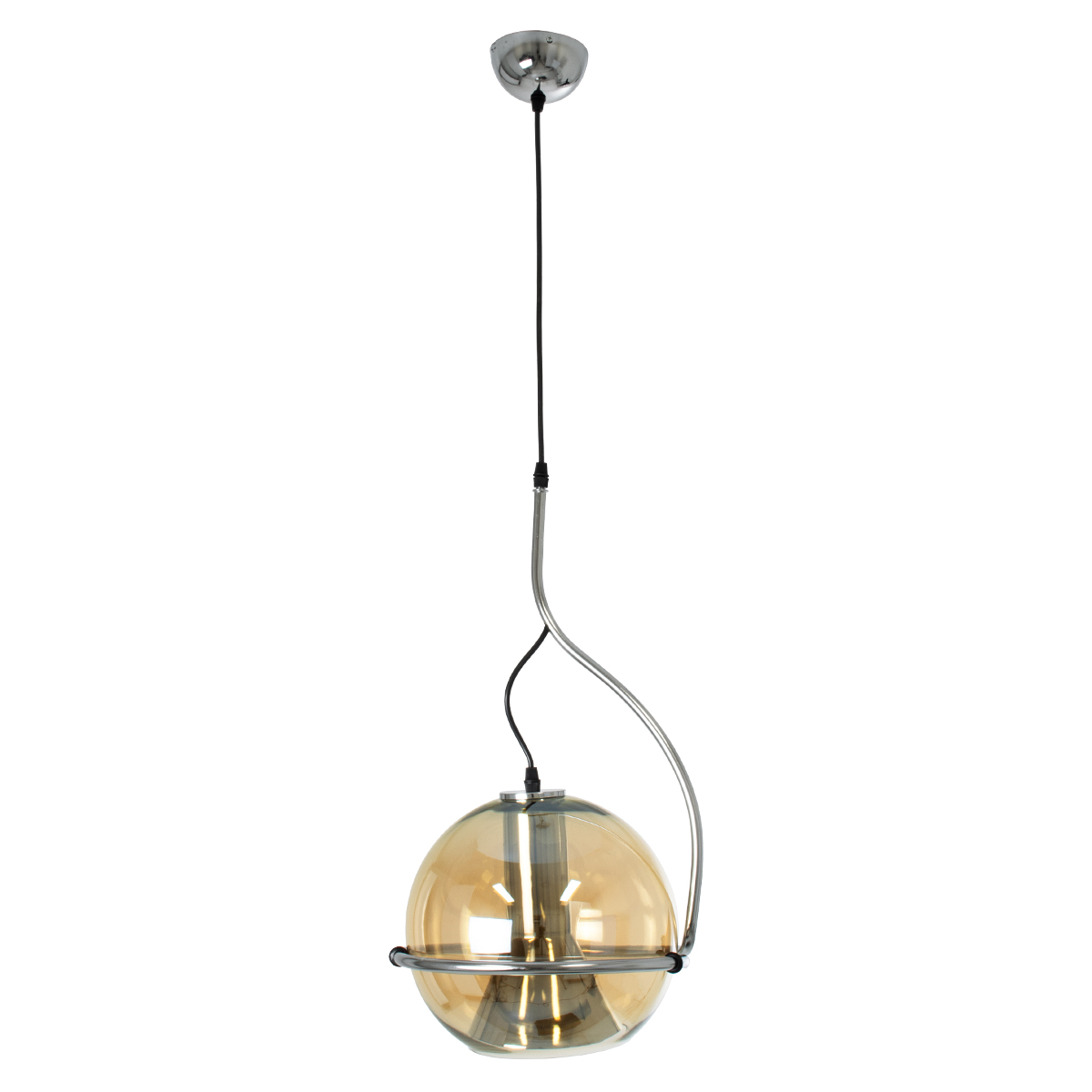 LEDTM® GLASSO 60927 Μοντέρνο Κρεμαστό Φωτιστικό Οροφής με Ντουί 1 x E27 AC 220-240V IP20 - Ασημί & Μελί - Μ27 x Π27 x Υ52cm - Image 3