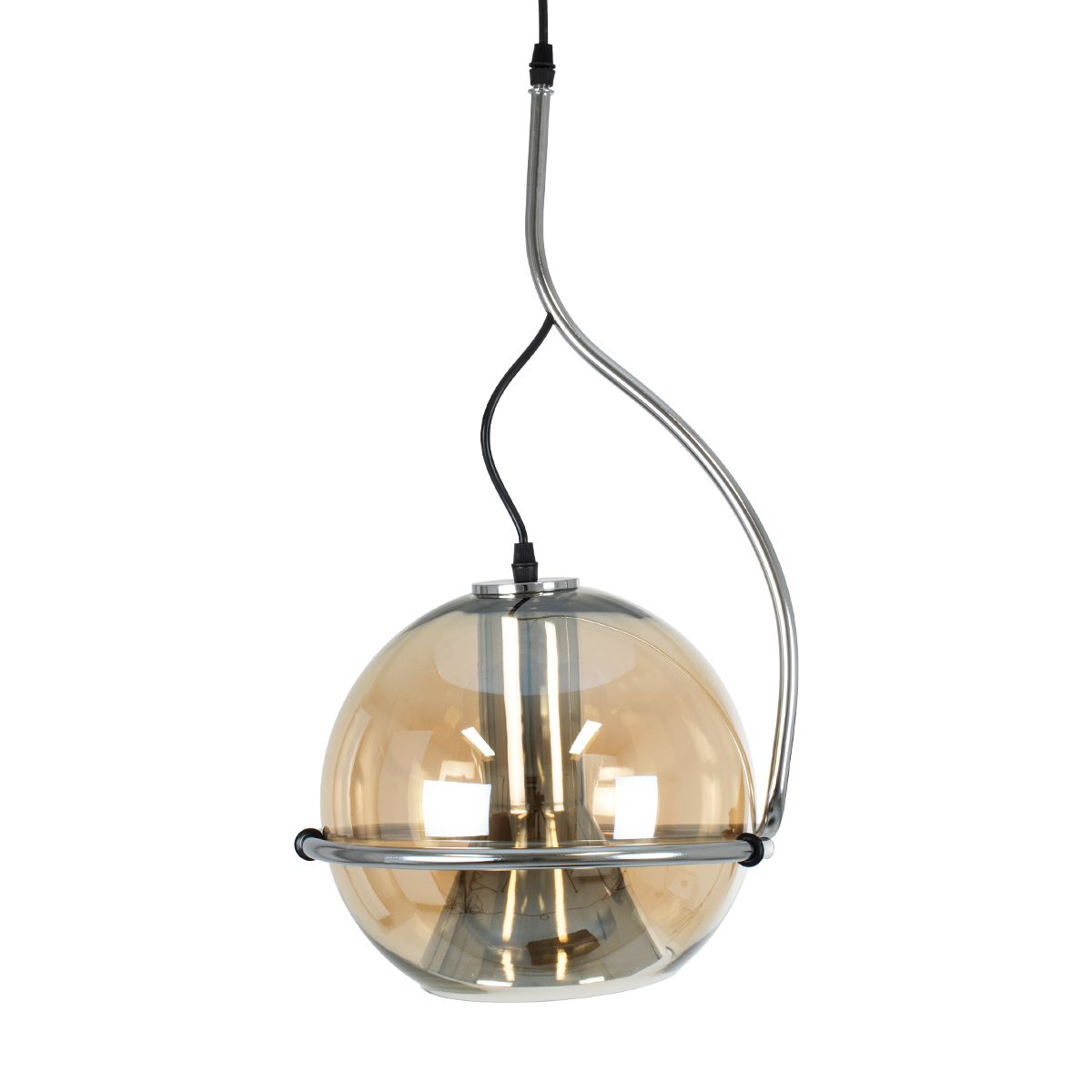 LEDTM® GLASSO 60927 Μοντέρνο Κρεμαστό Φωτιστικό Οροφής με Ντουί 1 x E27 AC 220-240V IP20 - Ασημί & Μελί - Μ27 x Π27 x Υ52cm - Image 4