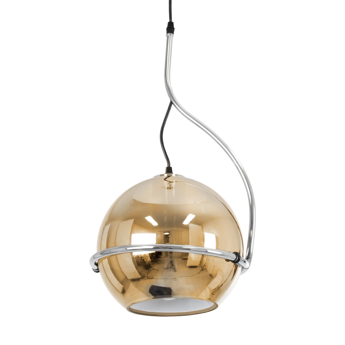 LEDTM® GLASSO 60927 Μοντέρνο Κρεμαστό Φωτιστικό Οροφής με Ντουί 1 x E27 AC 220-240V IP20 - Ασημί & Μελί - Μ27 x Π27 x Υ52cm - Image 6