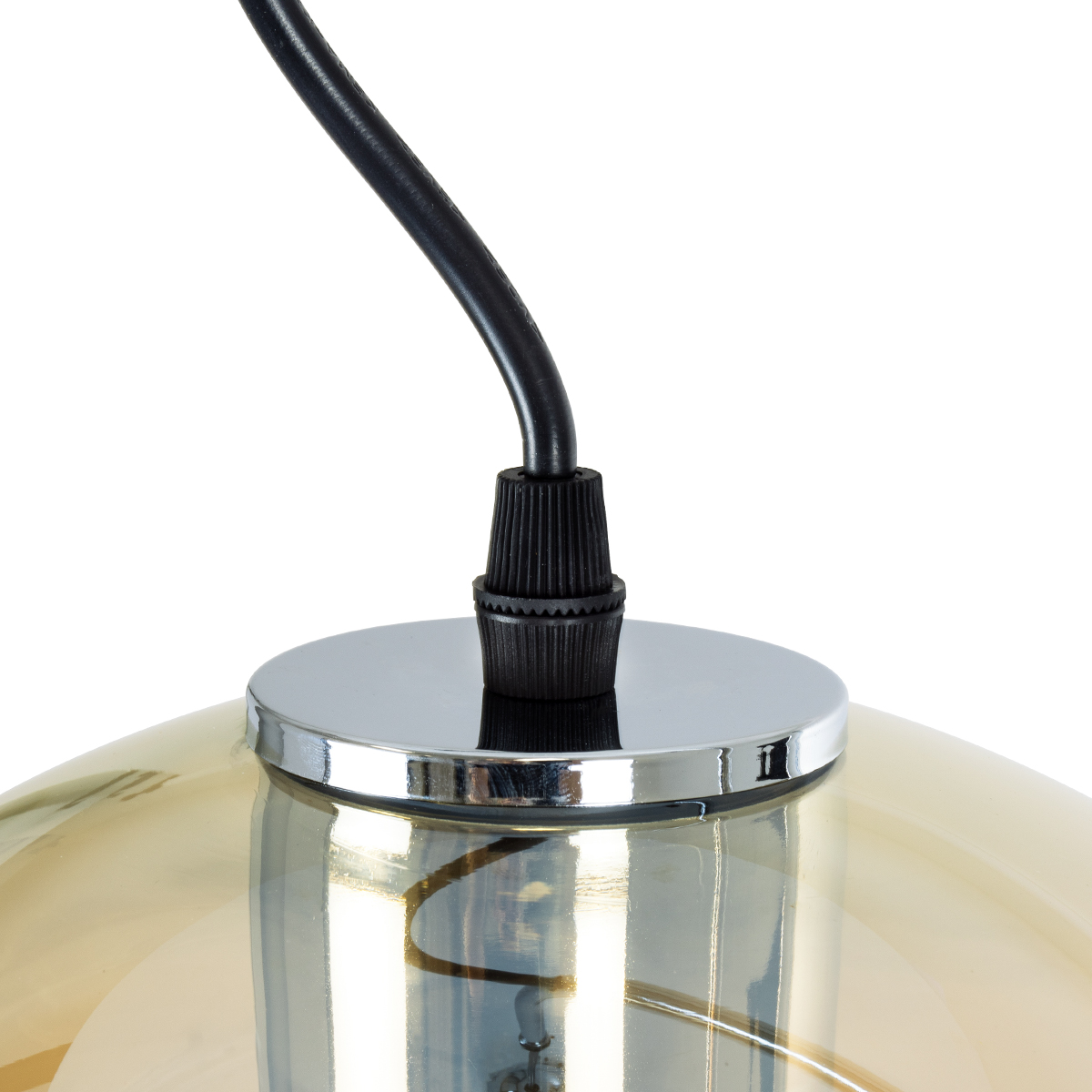 LEDTM® GLASSO 60927 Μοντέρνο Κρεμαστό Φωτιστικό Οροφής με Ντουί 1 x E27 AC 220-240V IP20 - Ασημί & Μελί - Μ27 x Π27 x Υ52cm - Image 7