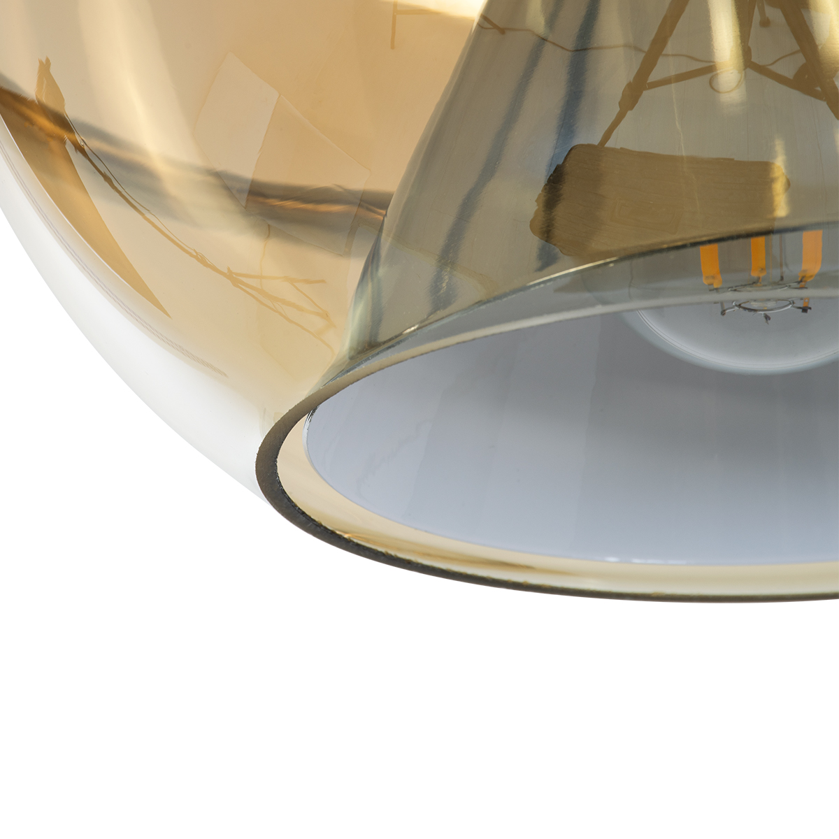 LEDTM® GLASSO 60927 Μοντέρνο Κρεμαστό Φωτιστικό Οροφής με Ντουί 1 x E27 AC 220-240V IP20 - Ασημί & Μελί - Μ27 x Π27 x Υ52cm - Image 8