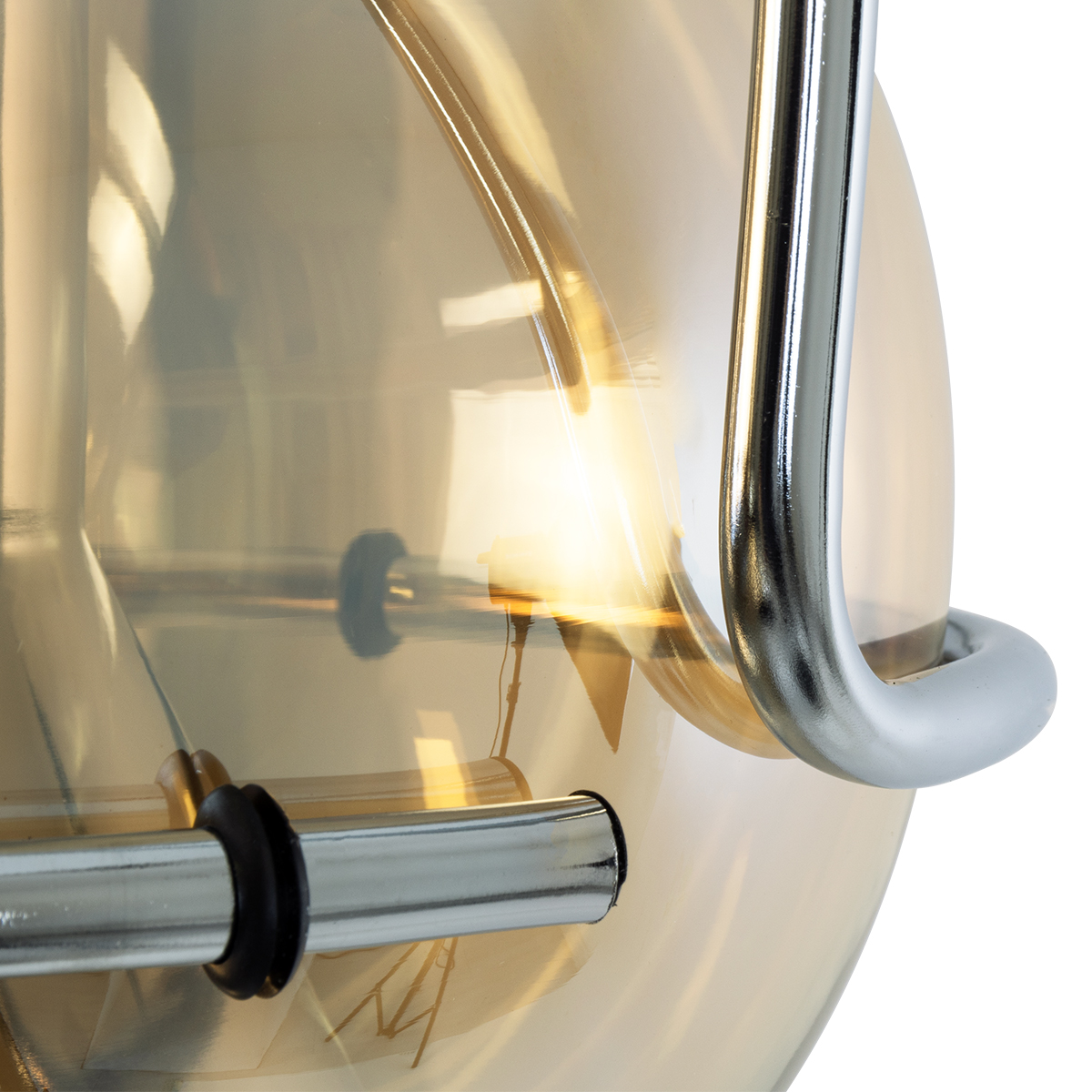 LEDTM® GLASSO 60927 Μοντέρνο Κρεμαστό Φωτιστικό Οροφής με Ντουί 1 x E27 AC 220-240V IP20 - Ασημί & Μελί - Μ27 x Π27 x Υ52cm - Image 9
