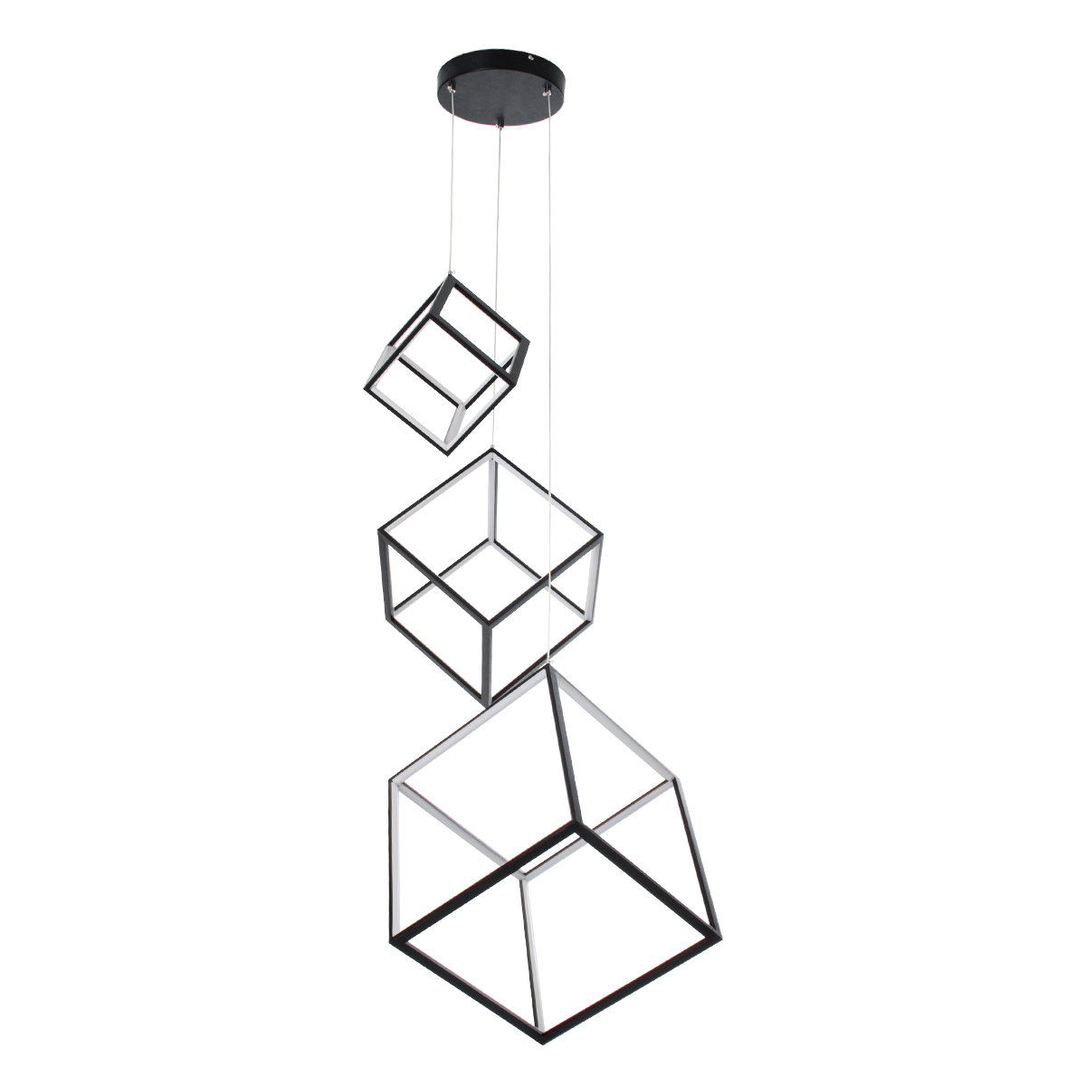 LEDTM® KIBOO-TRIO 60931 Μοντέρνο Κρεμαστό Φωτιστικό Οροφής LED 90W 10350lm 360° AC 220-240V IP20 Ρυθμιζόμενο Λευκό CCT με Χειριστήριο από 2700K έως 6000K Dimmable - Lumileds SMD Chip - Μαύρο Ματ - Μ60 x Π60 x Υ80cm - 3 Χρόνια Εγγύηση - Image 4