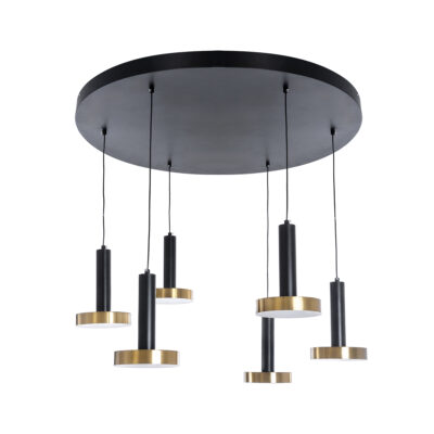 Alternative view of LEDTM® ZANE 60935 Μοντέρνο Κρεμαστό Φωτιστικό Οροφής LED 100W 11200lm 120° AC 220-240V IP20 Ρυθμιζόμενο Λευκό CCT με Χειριστήριο από 2700K έως 6000K Dimmable - Lumileds SMD Chip - Μαύρο Ματ & Χρυσό - Μ80 x Π80 x Υ20cm - 3 Χρόνια Εγγύηση
