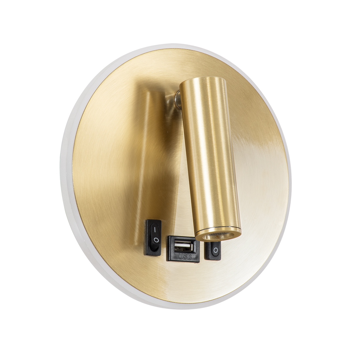 LEDTM® LADY-R 60940 Μοντέρνο Φωτιστικό Τοίχου - Απλίκα Ξενοδοχείου Reading Light με Φορτιστή USB 3A LED 6W 600lm 36° & 360° AC 220-240V IP20 Φυσικό Λευκό 4500K - Bridgelux COB Chip & TÜV SÜD Driver - Χρυσό Βούρτσας - Μ15 x Π15 x Υ17cm - 3 Χρόνια Εγγύηση - Image 3