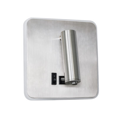 Alternative view of LEDTM® LADY-S 60945 Μοντέρνο Φωτιστικό Τοίχου - Απλίκα Ξενοδοχείου Reading Light με Φορτιστή USB 3A LED 6W 600lm 36° & 360° AC 220-240V IP20 Φυσικό Λευκό 4500K - Bridgelux COB Chip & TÜV SÜD Driver - Νίκελ Βούρτσας - Μ15 x Π15 x Υ7cm - 3 Χρόνια Εγγύηση