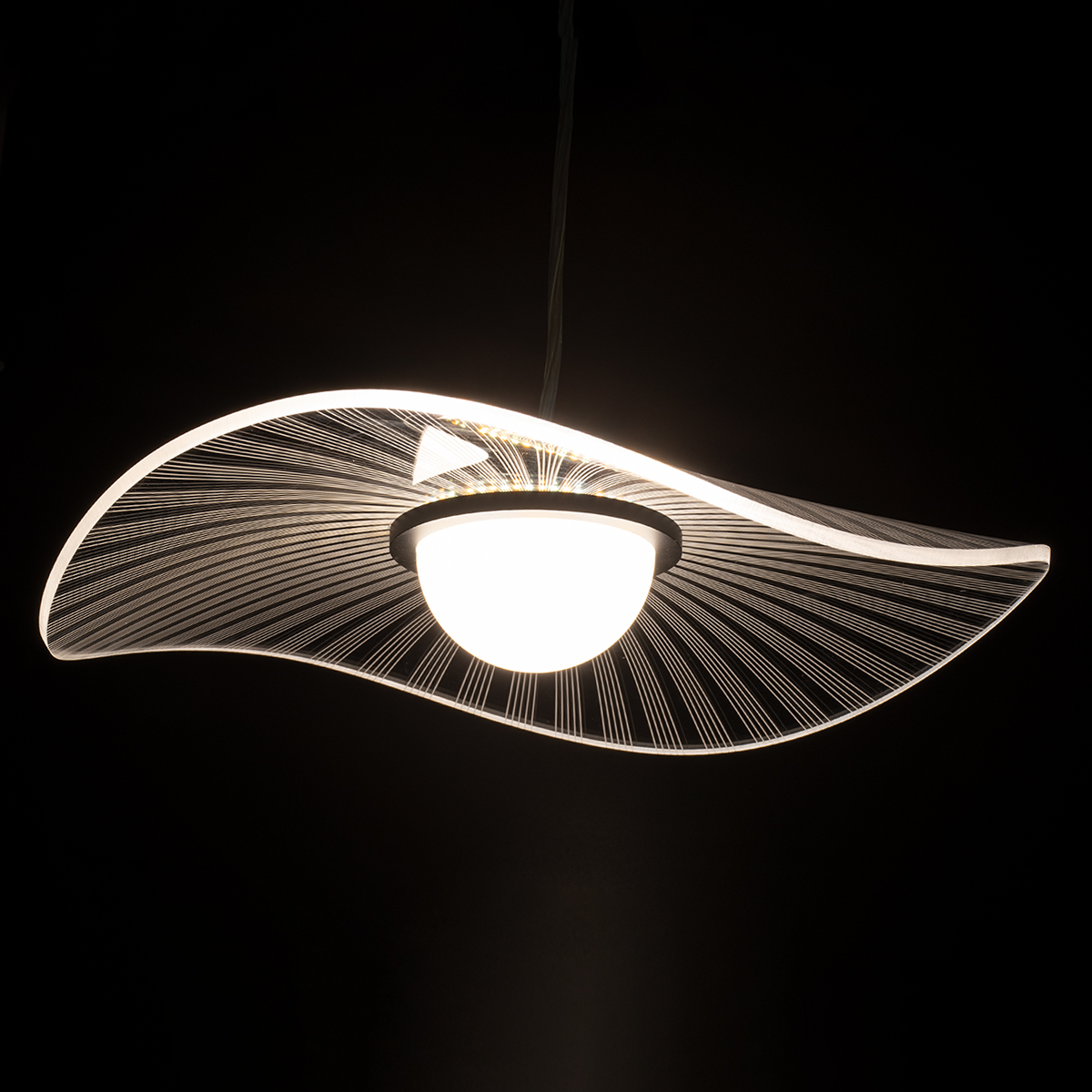 LEDTM® ACRYLICA 60974 Μοντέρνο Κρεμαστό Φωτιστικό Οροφής LED 20W 2240lm 360° AC 220-240V IP20 Ρυθμιζόμενο Λευκό CCT με On/Off 2700K/4500K/6000K - Lumileds SMD Chip - Διάφανο & Μαύρο Ματ - Μ40 x Π40 x Υ6.5cm - 3 Χρόνια Εγγύηση - Image 3