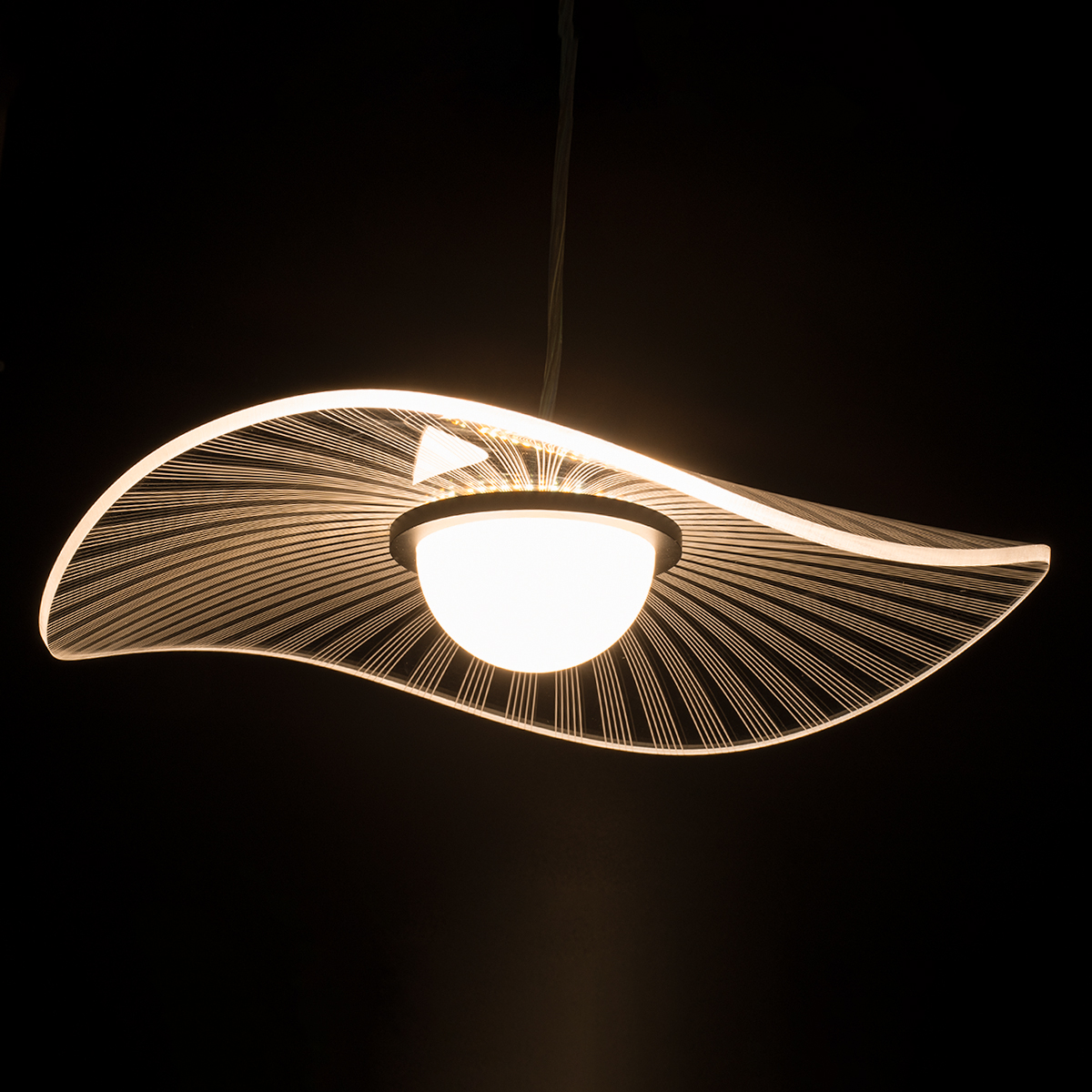 LEDTM® ACRYLICA 60974 Μοντέρνο Κρεμαστό Φωτιστικό Οροφής LED 20W 2240lm 360° AC 220-240V IP20 Ρυθμιζόμενο Λευκό CCT με On/Off 2700K/4500K/6000K - Lumileds SMD Chip - Διάφανο & Μαύρο Ματ - Μ40 x Π40 x Υ6.5cm - 3 Χρόνια Εγγύηση - Image 4