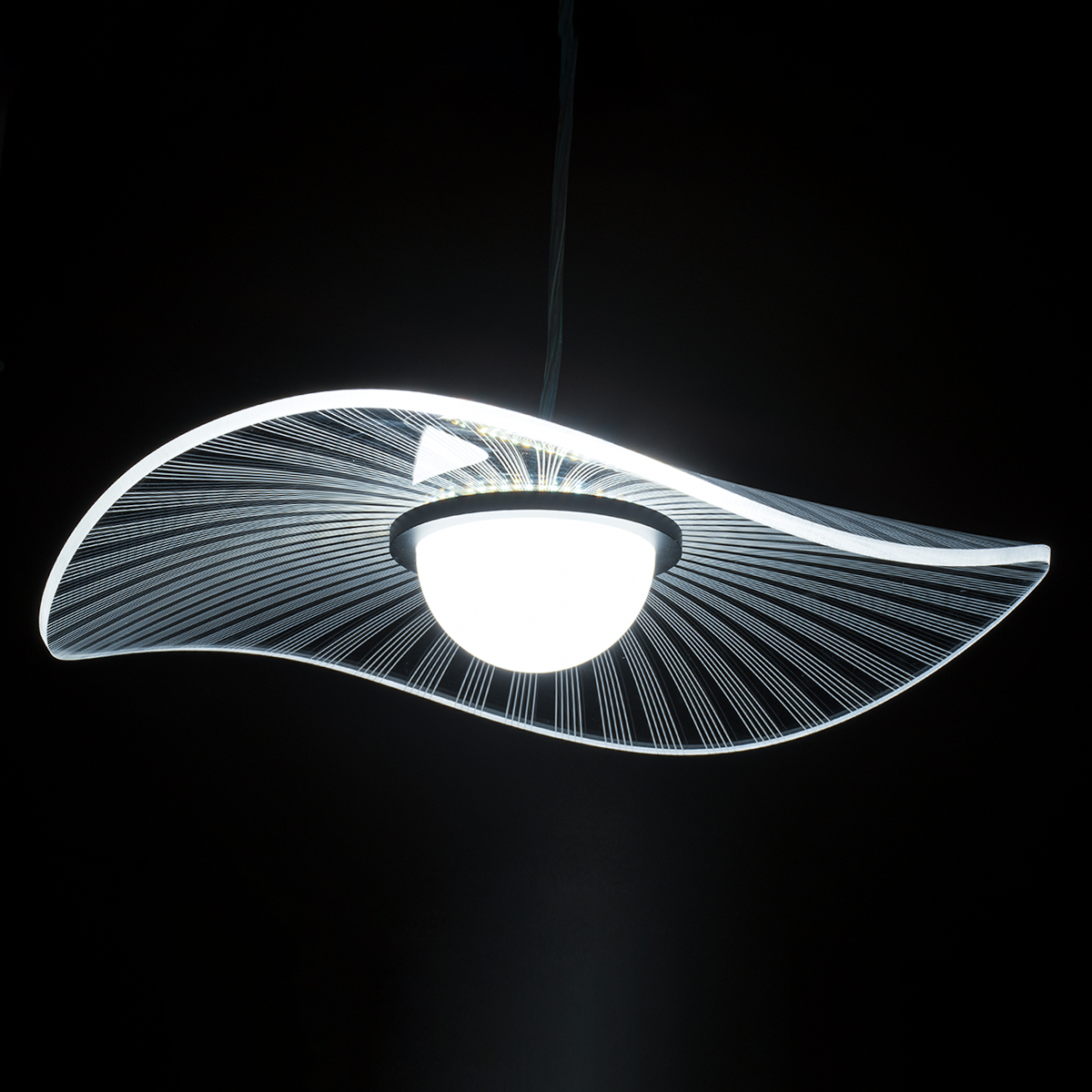 LEDTM® ACRYLICA 60974 Μοντέρνο Κρεμαστό Φωτιστικό Οροφής LED 20W 2240lm 360° AC 220-240V IP20 Ρυθμιζόμενο Λευκό CCT με On/Off 2700K/4500K/6000K - Lumileds SMD Chip - Διάφανο & Μαύρο Ματ - Μ40 x Π40 x Υ6.5cm - 3 Χρόνια Εγγύηση - Image 5