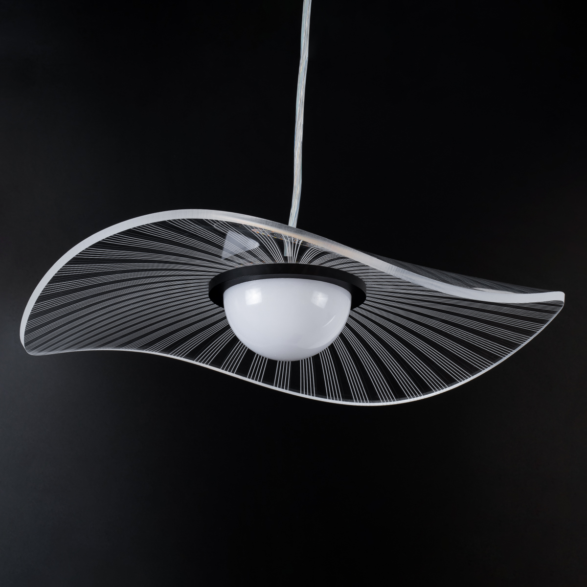 LEDTM® ACRYLICA 60974 Μοντέρνο Κρεμαστό Φωτιστικό Οροφής LED 20W 2240lm 360° AC 220-240V IP20 Ρυθμιζόμενο Λευκό CCT με On/Off 2700K/4500K/6000K - Lumileds SMD Chip - Διάφανο & Μαύρο Ματ - Μ40 x Π40 x Υ6.5cm - 3 Χρόνια Εγγύηση - Image 6