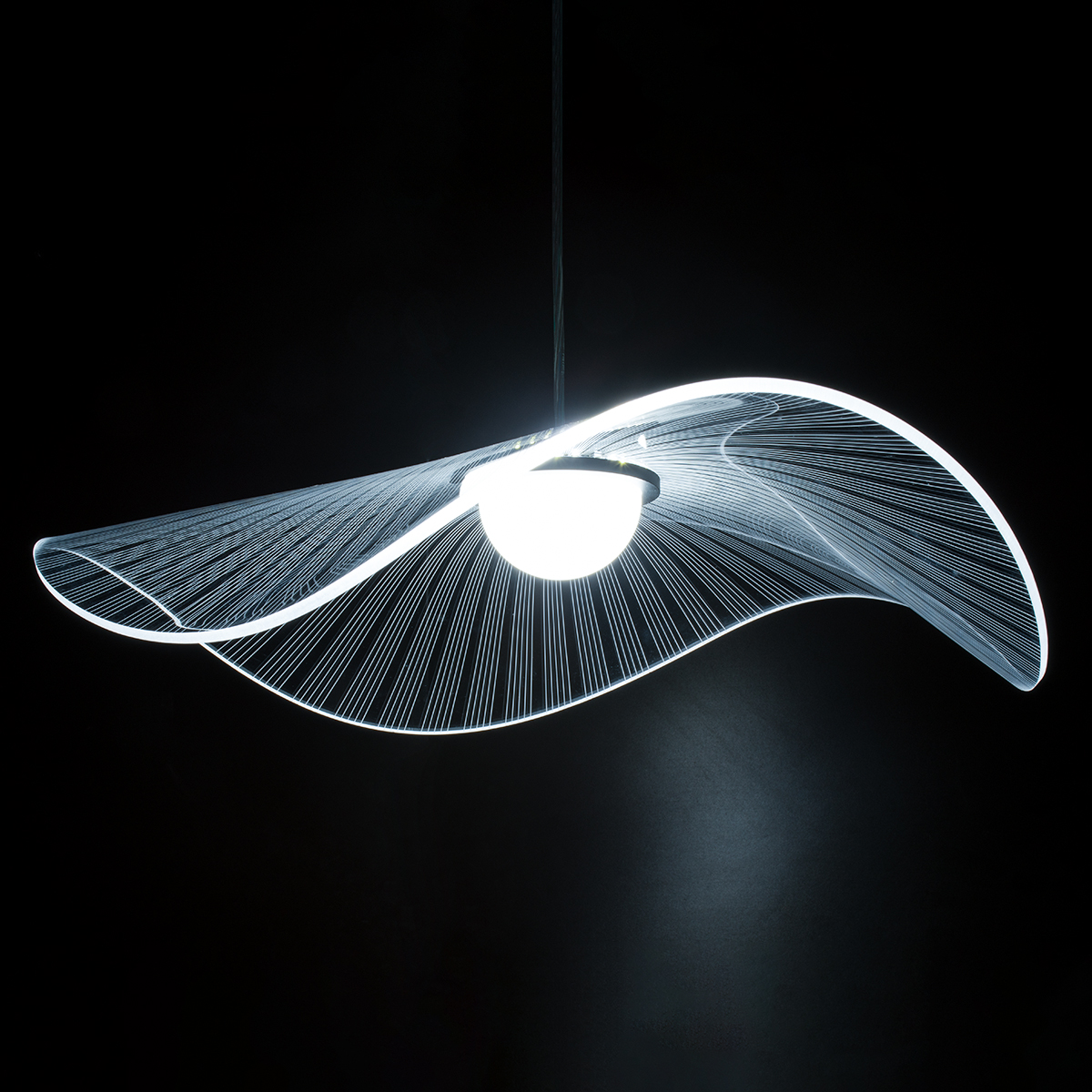 LEDTM® ACRYLICA 60975 Μοντέρνο Κρεμαστό Φωτιστικό Οροφής LED 20W 2240lm 360° AC 220-240V IP20 Ρυθμιζόμενο Λευκό CCT με On/Off 2700K/4500K/6000K - Lumileds SMD Chip - Διάφανο & Μαύρο Ματ - Μ60 x Π60 x Υ15cm - 3 Χρόνια Εγγύηση - Image 5