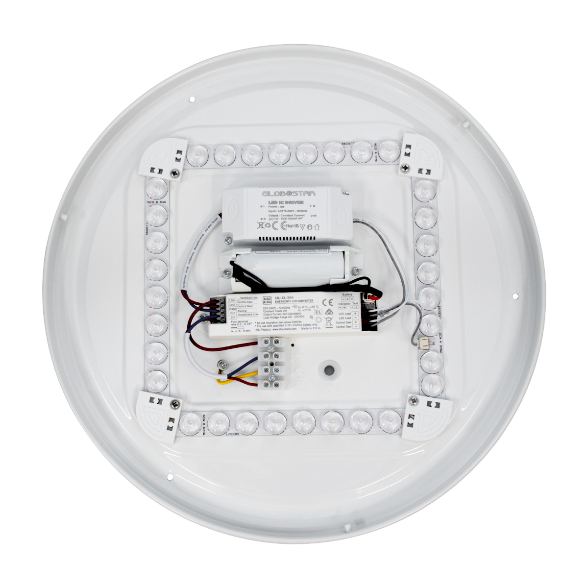 LEDTM® EMERGANO 60993 Φωτιστικό Πλαφονιέρα Οροφής με Ενσωματωμένο Σύστημα Emergency Li-ion 3450mAh/12.8Wh με Αυτονομία 3hrs LED 30W 3750lm 120° AC 220-240V Αδιάβροχο IP54 Φυσικό Λευκό 4500K - Lumileds SMD Chip - Λευκό Γαλακτερό - Μ38 x Π38 x Υ5.3cm - 3 Χρόνια Εγγύηση - Image 8