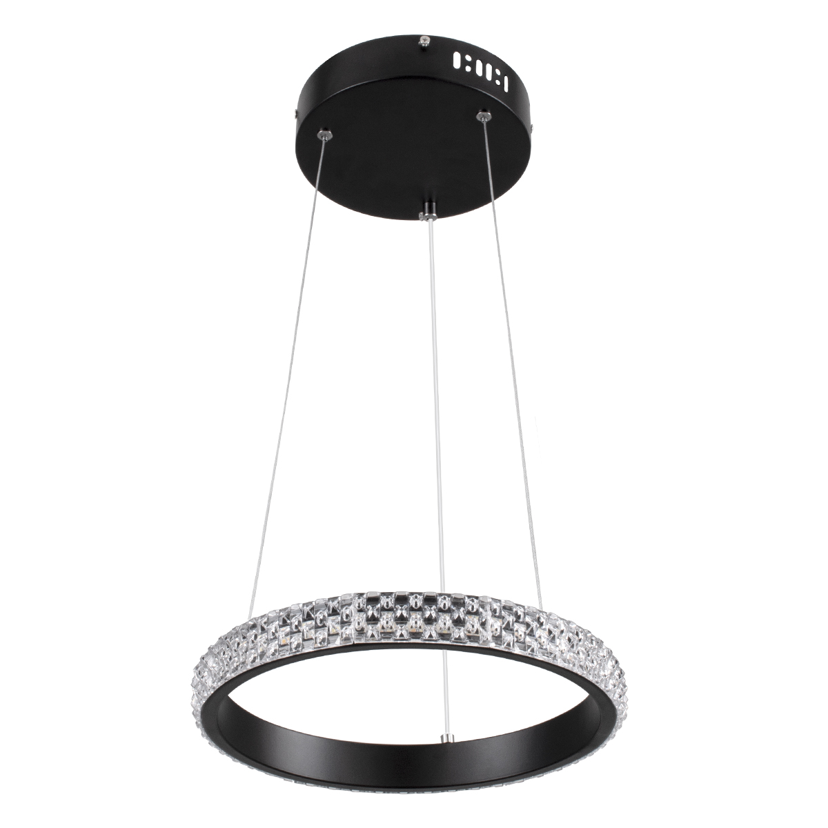 LEDTM® DIAMOND 61126 Μοντέρνο Κρεμαστό Φωτιστικό Οροφής LED 20W 2356lm 360° AC 220-240V IP20 Ρυθμιζόμενο Λευκό CCT με Χειριστήριο από 2700K έως 6000K Dimmable - Lumileds SMD Chip - Μαύρο Ματ - Μ25 x Π25 x Υ3cm - 3 Χρόνια Εγγύηση - Image 3