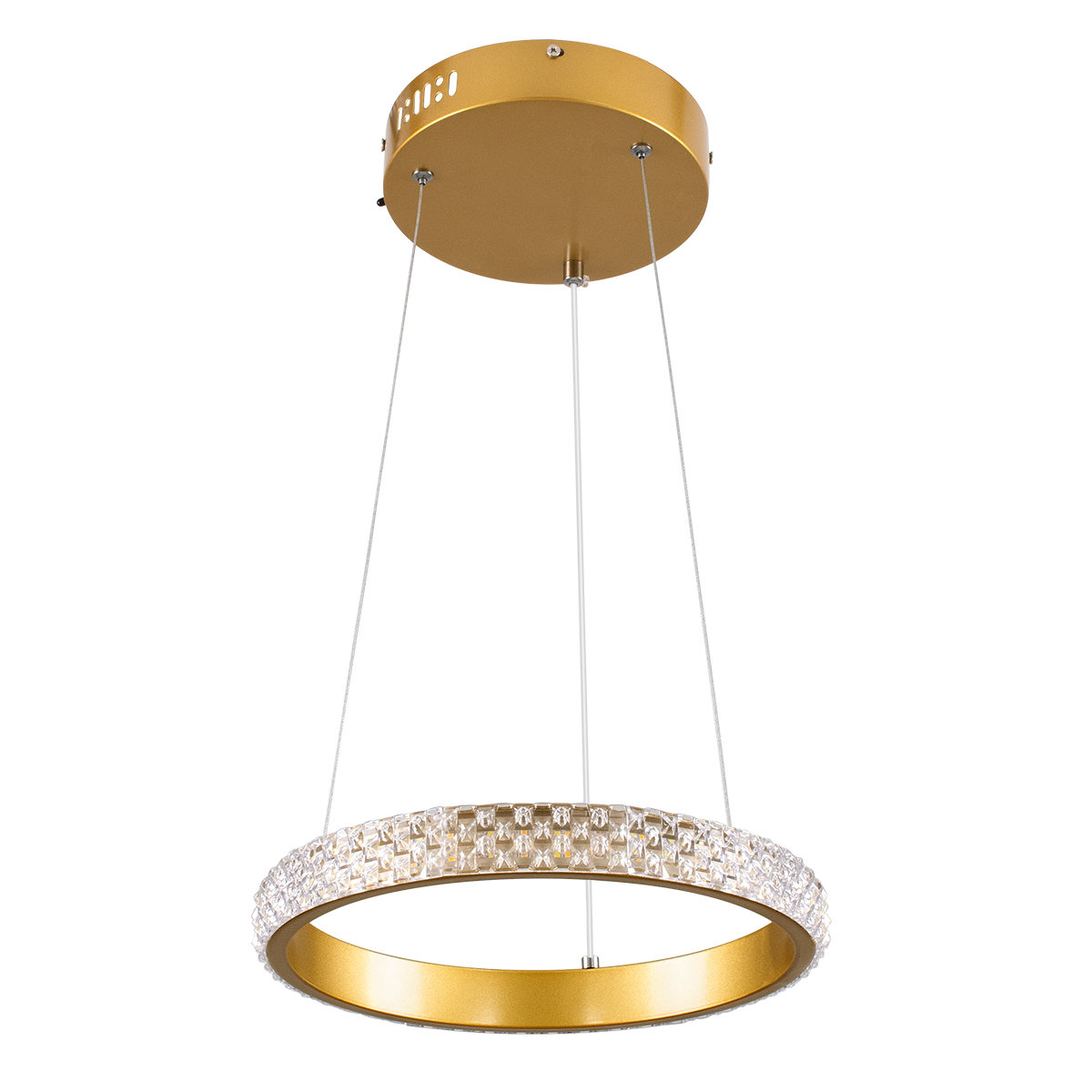 LEDTM® DIAMOND 61127 Μοντέρνο Κρεμαστό Φωτιστικό Οροφής LED 20W 2356lm 360° AC 220-240V IP20 Ρυθμιζόμενο Λευκό CCT με Χειριστήριο από 2700K έως 6000K Dimmable - Lumileds SMD Chip - Χρυσό Βούρτσας - Μ25 x Π25 x Υ3cm - 3 Χρόνια Εγγύηση - Image 3