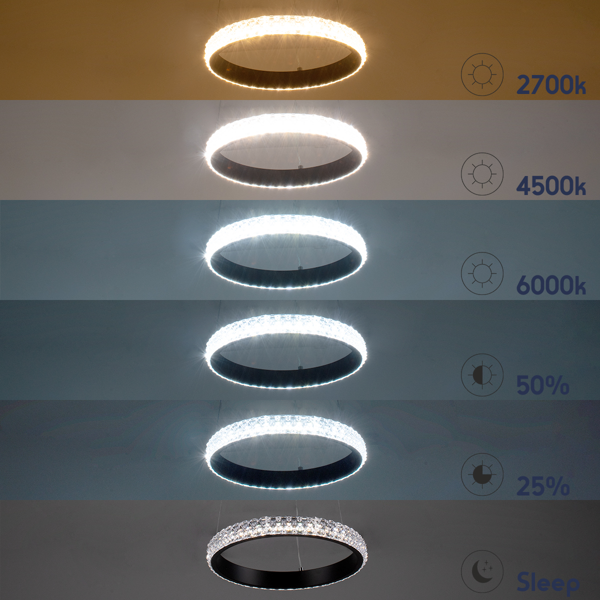 LEDTM® DIAMOND 61128 Μοντέρνο Κρεμαστό Φωτιστικό Οροφής LED 30W 3513lm 360° AC 220-240V IP20 Ρυθμιζόμενο Λευκό CCT με Χειριστήριο από 2700K έως 6000K Dimmable - Lumileds SMD Chip - Μαύρο Ματ - Μ40 x Π40 x Υ3cm - 3 Χρόνια Εγγύηση - Image 10