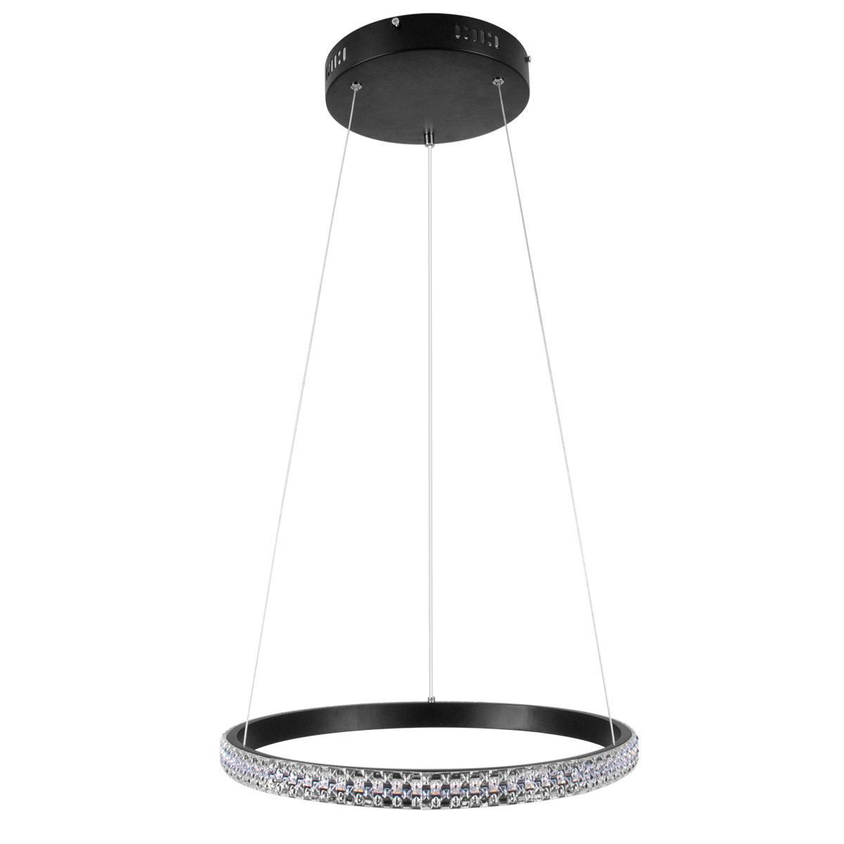 LEDTM® DIAMOND 61128 Μοντέρνο Κρεμαστό Φωτιστικό Οροφής LED 30W 3513lm 360° AC 220-240V IP20 Ρυθμιζόμενο Λευκό CCT με Χειριστήριο από 2700K έως 6000K Dimmable - Lumileds SMD Chip - Μαύρο Ματ - Μ40 x Π40 x Υ3cm - 3 Χρόνια Εγγύηση - Image 4