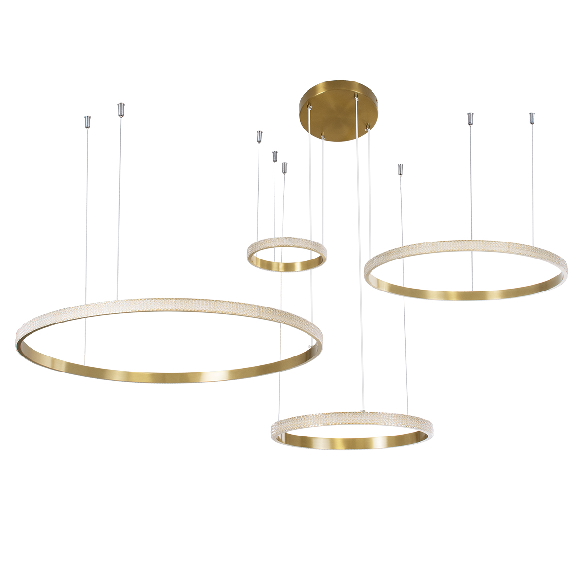 LEDTM® DIAMOND TETRA 61149 Μοντέρνο Κρεμαστό Φωτιστικό Οροφής LED 150W 15000lm 360° AC 220-240V IP20 Ρυθμιζόμενο Λευκό CCT με Χειριστήριο από 2700K έως 6000K Dimmable - Lumileds SMD Chip - Χρυσό Βούρτσας - Μ150 x Π150 x Υ120cm - 3 Χρόνια Εγγύηση - Image 3