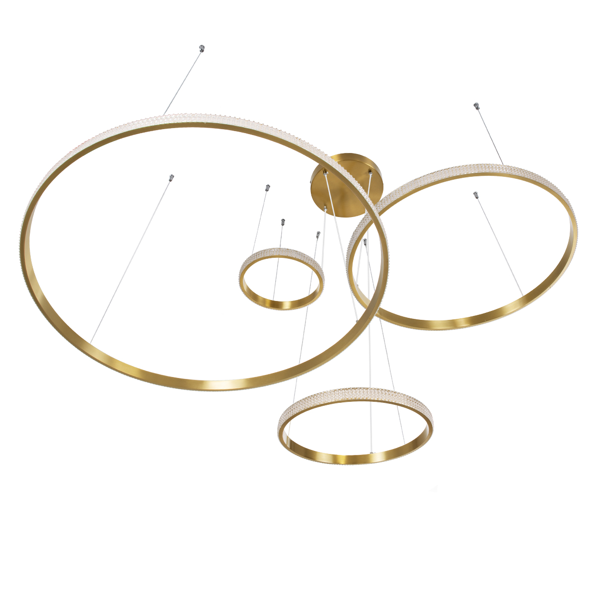 LEDTM® DIAMOND TETRA 61149 Μοντέρνο Κρεμαστό Φωτιστικό Οροφής LED 150W 15000lm 360° AC 220-240V IP20 Ρυθμιζόμενο Λευκό CCT με Χειριστήριο από 2700K έως 6000K Dimmable - Lumileds SMD Chip - Χρυσό Βούρτσας - Μ150 x Π150 x Υ120cm - 3 Χρόνια Εγγύηση - Image 4