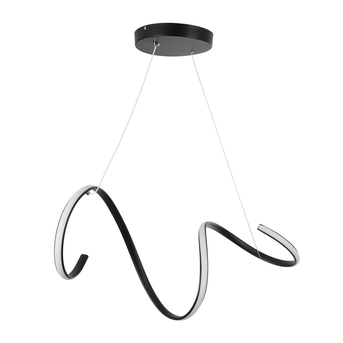 LEDTM® SPIRALE 61283 Μοντέρνο Κρεμαστό Φωτιστικό Οροφής LED 75W 8400lm 300° AC 220-240V IP20 Ρυθμιζόμενο Λευκό CCT με Χειριστήριο από 2700K έως 6000K Dimmable - Lumileds SMD Chip - Μαύρο Ματ - Μ72 x Π25 x Υ30cm - 3 Χρόνια Εγγύηση - Image 3