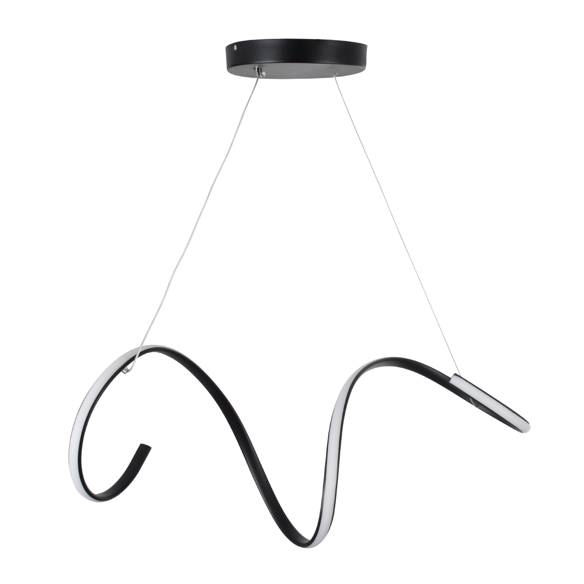 LEDTM® SPIRALE 61283 Μοντέρνο Κρεμαστό Φωτιστικό Οροφής LED 75W 8400lm 300° AC 220-240V IP20 Ρυθμιζόμενο Λευκό CCT με Χειριστήριο από 2700K έως 6000K Dimmable - Lumileds SMD Chip - Μαύρο Ματ - Μ72 x Π25 x Υ30cm - 3 Χρόνια Εγγύηση - Image 4