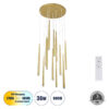 LEDTM® TEARS 61314 Μοντέρνο Κρεμαστό Φωτιστικό Οροφής LED 36W 3960lm 180° AC 220-240V IP20 Ρυθμιζόμενο Λευκό CCT με Χειριστήριο από 2700K έως 6000K Dimmable - Lumileds SMD Chip - Χρυσό Βούρτσας - Μ60 x Π60 x Υ51.5cm - 3 Χρόνια Εγγύηση - Image 2