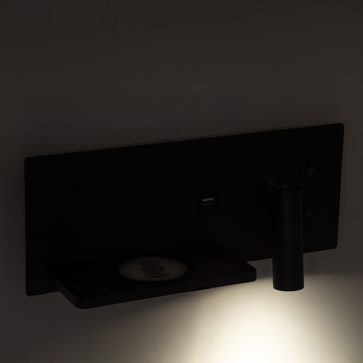 LEDTM® PALADIN 61351 Μοντέρνο Φωτιστικό Τοίχου - Απλίκα Ξενοδοχείου Reading Light με Φορτιστή USB 3A & Wireless 20W LED 6W 720lm 36° & 360° AC 220-240V IP20 Φυσικό Λευκό 4500K - Bridgelux COB Chip & TÜV SÜD Driver - Μαύρο Ματ - Μ30 x Π11 x Υ12cm - 3 Χρόνια Εγγύηση - Image 14