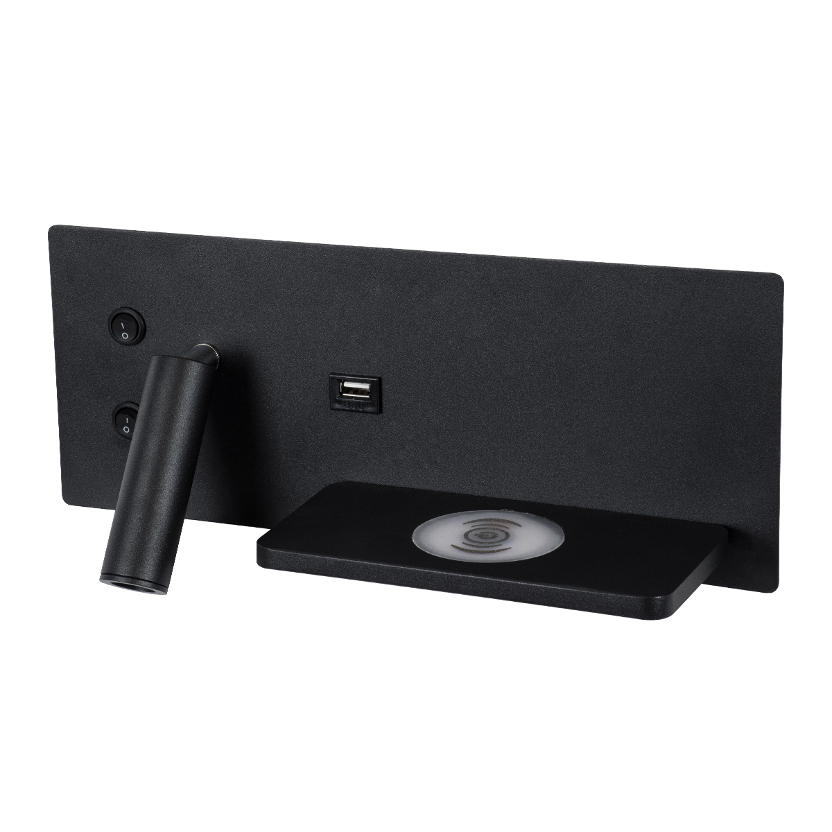 LEDTM® PALADIN 61352 Μοντέρνο Φωτιστικό Τοίχου - Απλίκα Ξενοδοχείου Reading Light με Φορτιστή USB 3A & Wireless 20W LED 6W 720lm 36° & 360° AC 220-240V IP20 Φυσικό Λευκό 4500K - Bridgelux COB Chip & TÜV SÜD Driver - Μαύρο Ματ - Μ30 x Π11 x Υ12cm - 3 Χρόνια Εγγύηση - Image 3