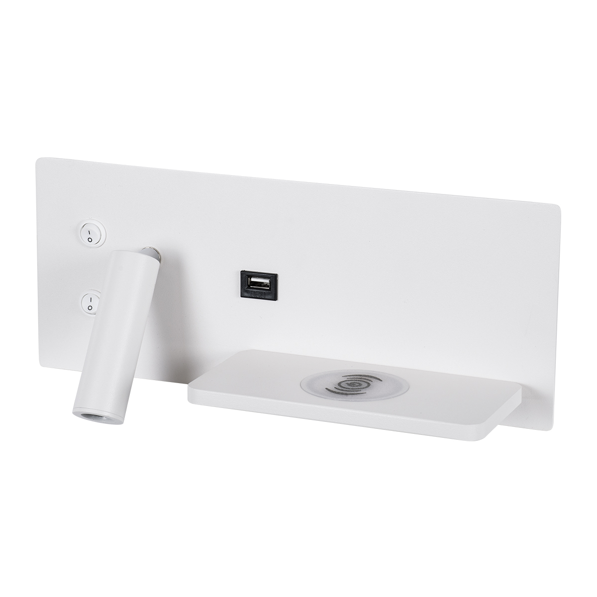 LEDTM® PALADIN 61354 Μοντέρνο Φωτιστικό Τοίχου - Απλίκα Ξενοδοχείου Reading Light με Φορτιστή USB 3A & Wireless 20W LED 6W 720lm 36° & 360° AC 220-240V IP20 Φυσικό Λευκό 4500K - Bridgelux COB Chip & TÜV SÜD Driver - Λευκό Ματ - Μ30 x Π11 x Υ12cm - 3 Χρόνια Εγγύηση - Image 3