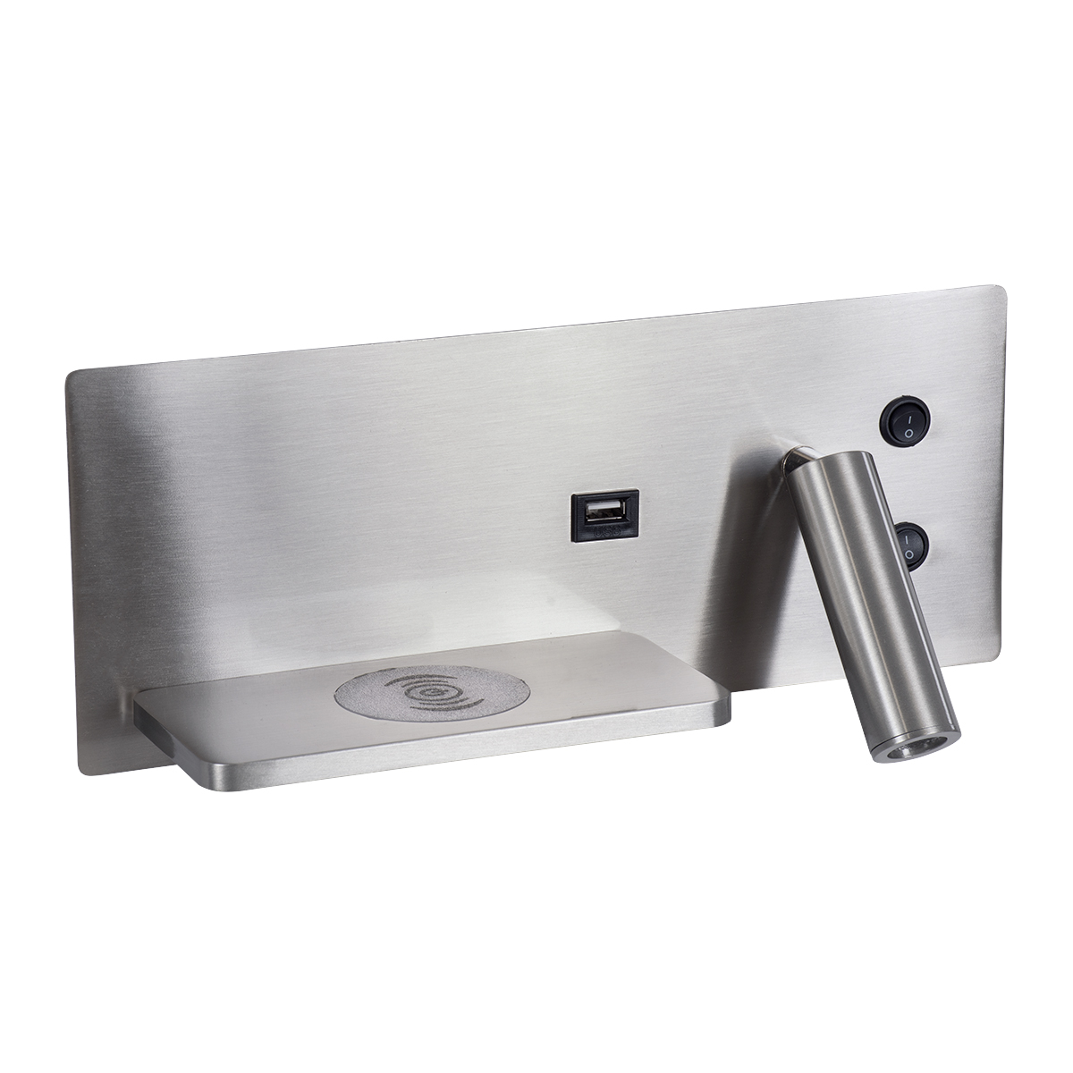 LEDTM® PALADIN 61355 Μοντέρνο Φωτιστικό Τοίχου - Απλίκα Ξενοδοχείου Reading Light με Φορτιστή USB 3A & Wireless 20W LED 6W 720lm 36° & 360° AC 220-240V IP20 Φυσικό Λευκό 4500K - Bridgelux COB Chip & TÜV SÜD Driver - Νίκελ Βούρτσας - Μ30 x Π11 x Υ12cm - 3 Χρόνια Εγγύηση - Image 3