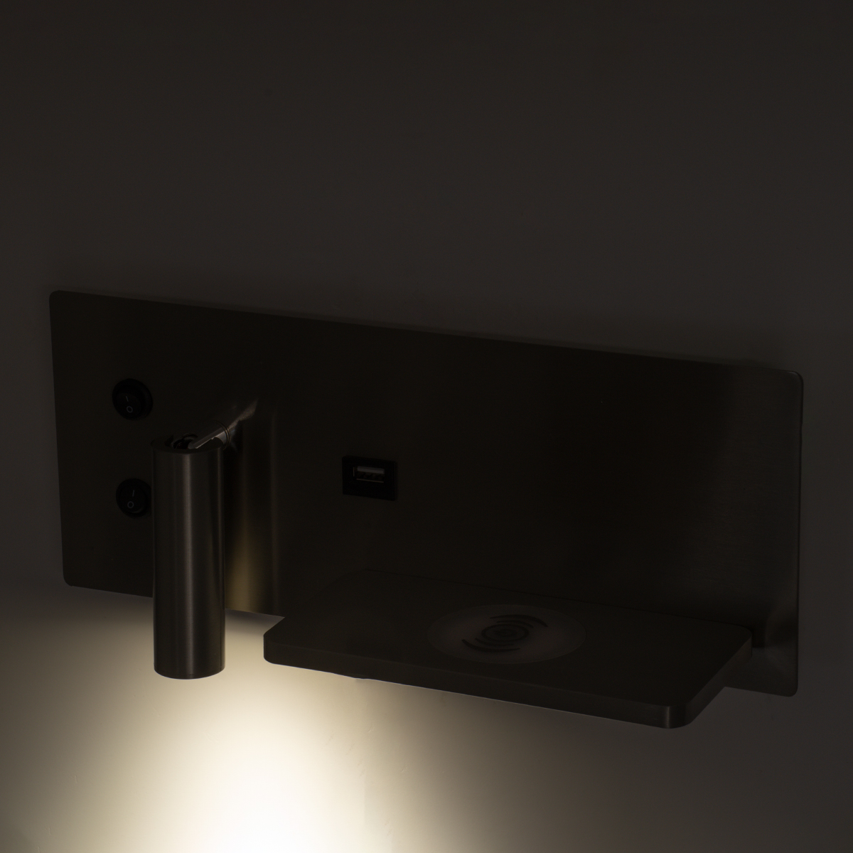 LEDTM® PALADIN 61356 Μοντέρνο Φωτιστικό Τοίχου - Απλίκα Ξενοδοχείου Reading Light με Φορτιστή USB 3A & Wireless 20W LED 6W 720lm 36° & 360° AC 220-240V IP20 Φυσικό Λευκό 4500K - Bridgelux COB Chip & TÜV SÜD Driver - Νίκελ Βούρτσας - Μ30 x Π11 x Υ12cm - 3 Χρόνια Εγγύηση - Image 14