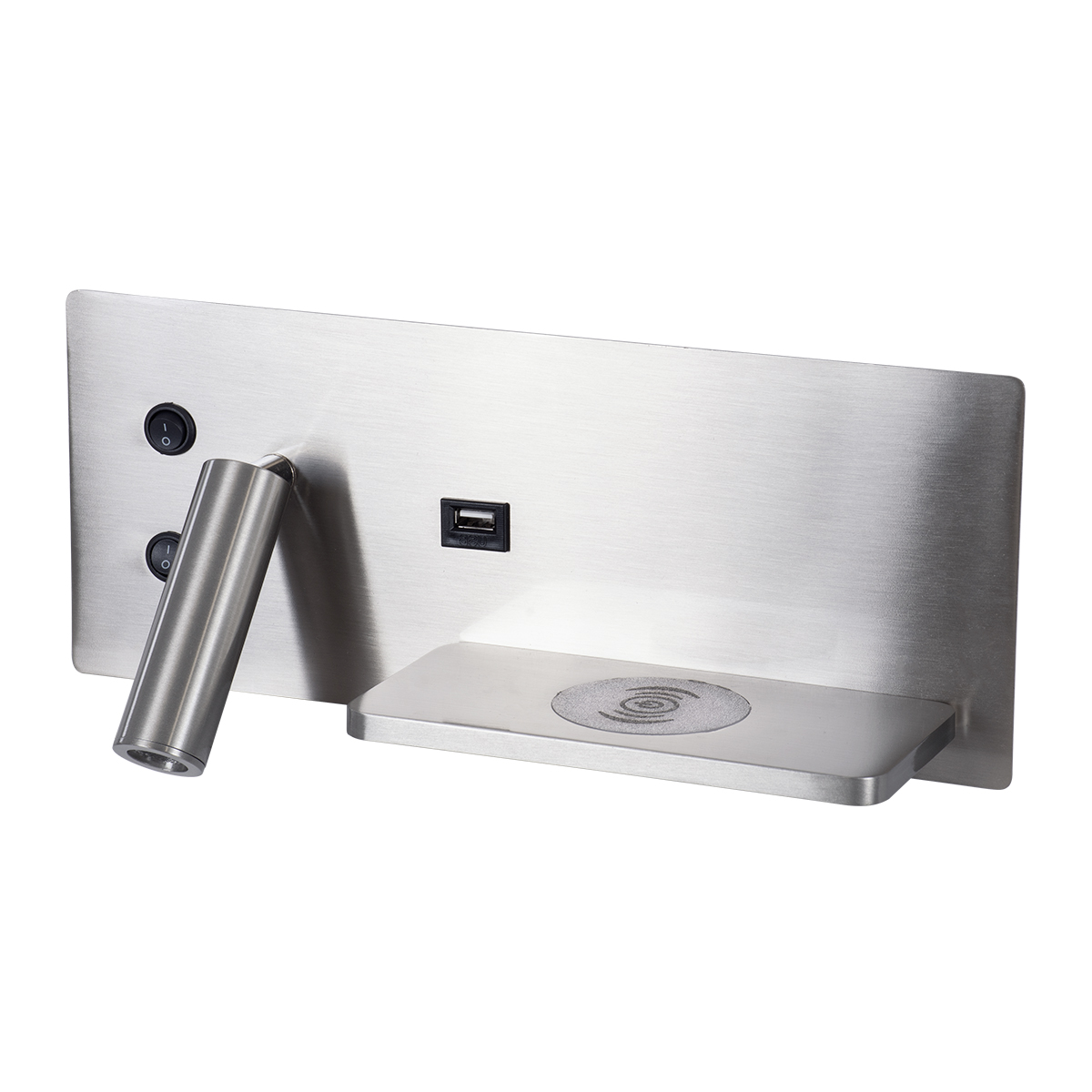 LEDTM® PALADIN 61356 Μοντέρνο Φωτιστικό Τοίχου - Απλίκα Ξενοδοχείου Reading Light με Φορτιστή USB 3A & Wireless 20W LED 6W 720lm 36° & 360° AC 220-240V IP20 Φυσικό Λευκό 4500K - Bridgelux COB Chip & TÜV SÜD Driver - Νίκελ Βούρτσας - Μ30 x Π11 x Υ12cm - 3 Χρόνια Εγγύηση - Image 3