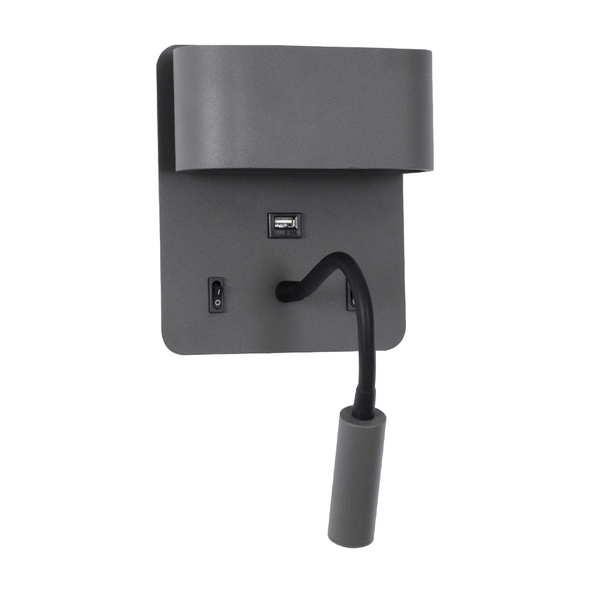 LEDTM® IBIS 61369 Μοντέρνο Φωτιστικό Τοίχου - Απλίκα Ξενοδοχείου Reading Light με Φορτιστή USB 3A LED 10W 1100lm 36° & 360° AC 220-240V IP20 Φυσικό Λευκό 4500K - Bridgelux COB Chip & TÜV SÜD Driver - Γκρι Ανθρακί Ματ - Μ10 x Π6.1 x Υ18cm - 3 Χρόνια Εγγύηση - Image 3